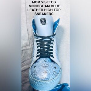 •FLASH SALE•MCM Light Blue Monogram High-Top Iconic Sneakers:GC